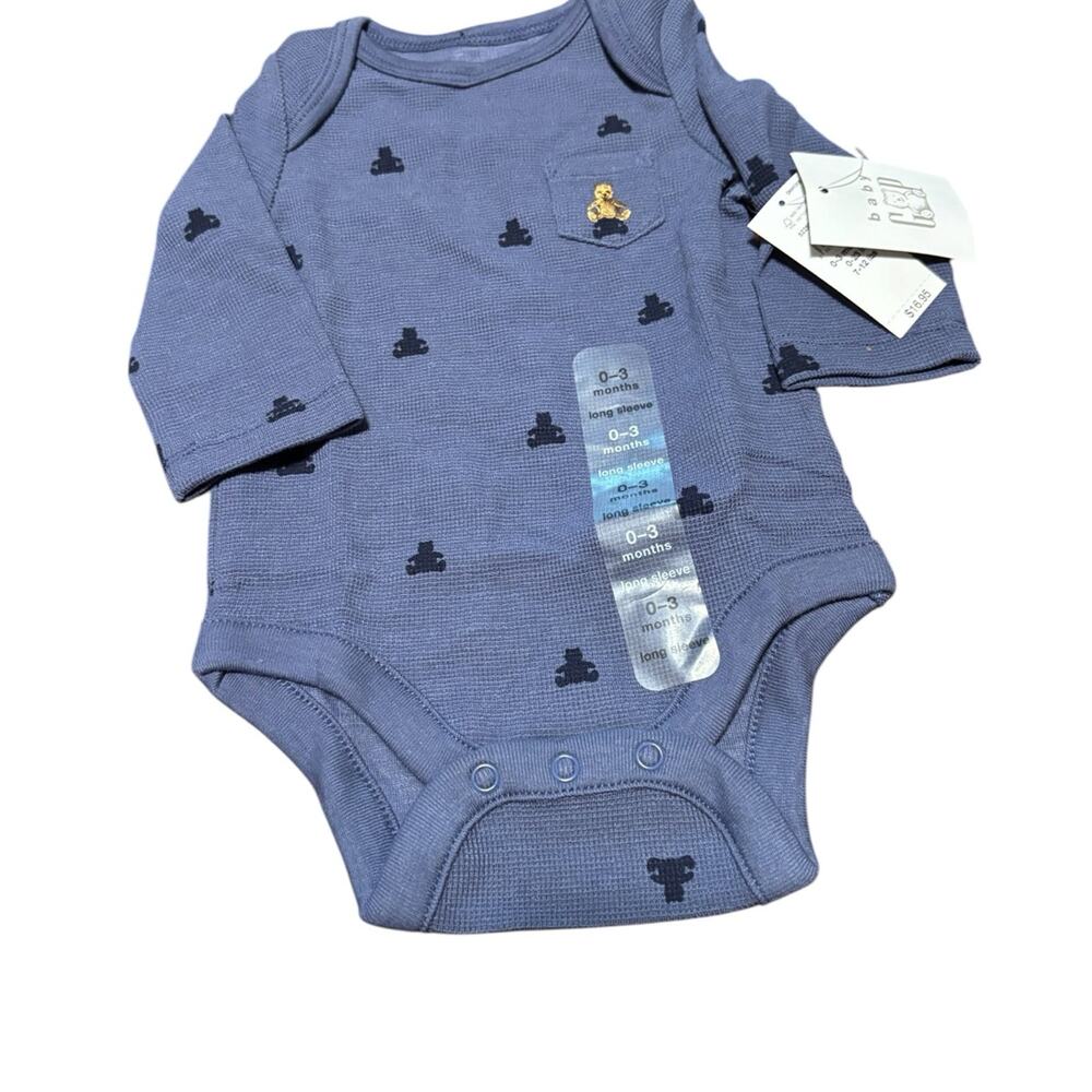 NWT 0-3M Boys Baby Gap Blue LS onesie with Christmas tree design